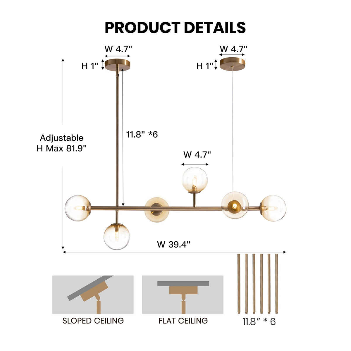 Gradient Glass Globe Chandelier for Dining Room 1 - Sofary Lighting