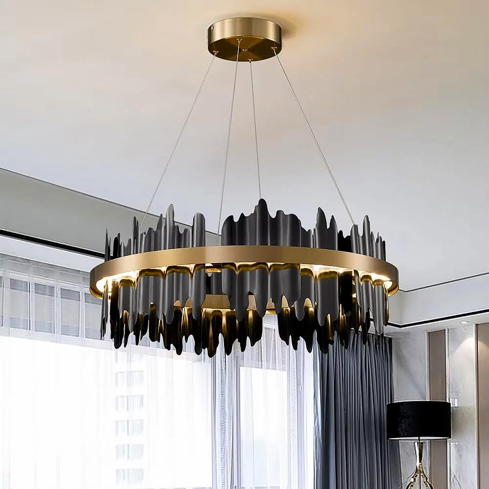 Gold & Black Round Chandelier for Dining Room | Dimmable | Sofary
