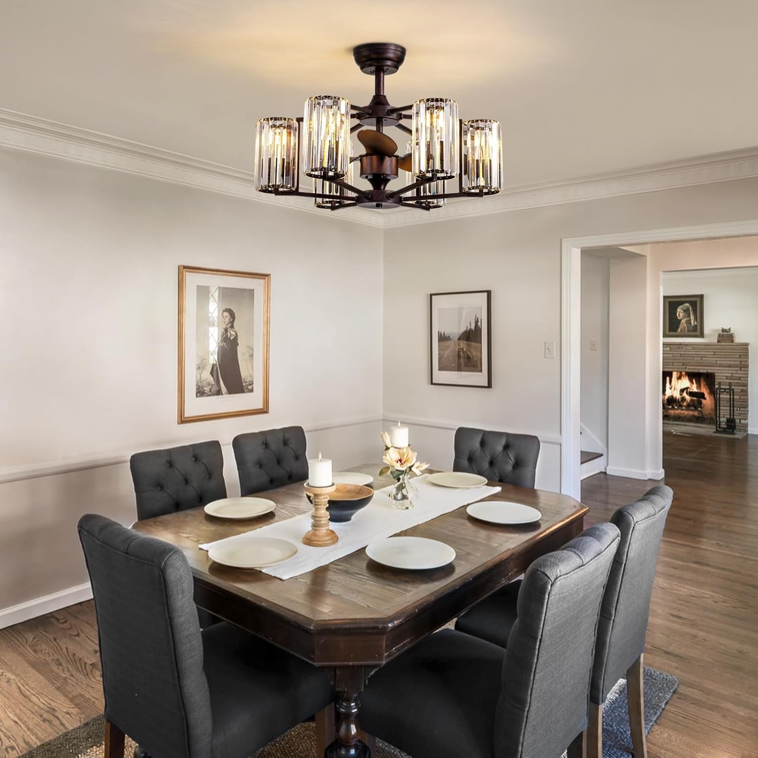 LumiBreeze 27 inch Crystal Fan Chandelier - Sofary Lighting