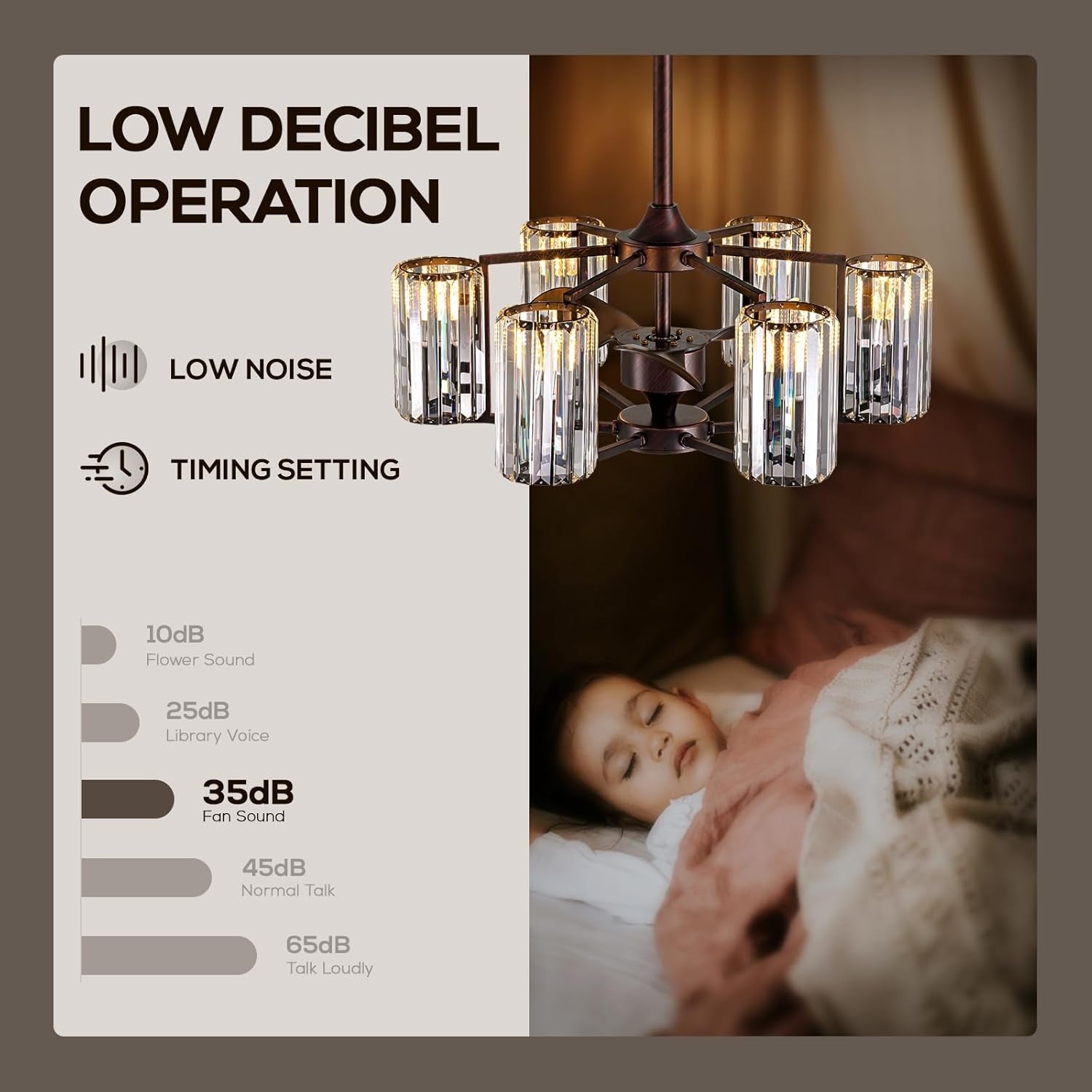 LumiBreeze 27 inch Crystal Fan Chandelier - Sofary Lighting