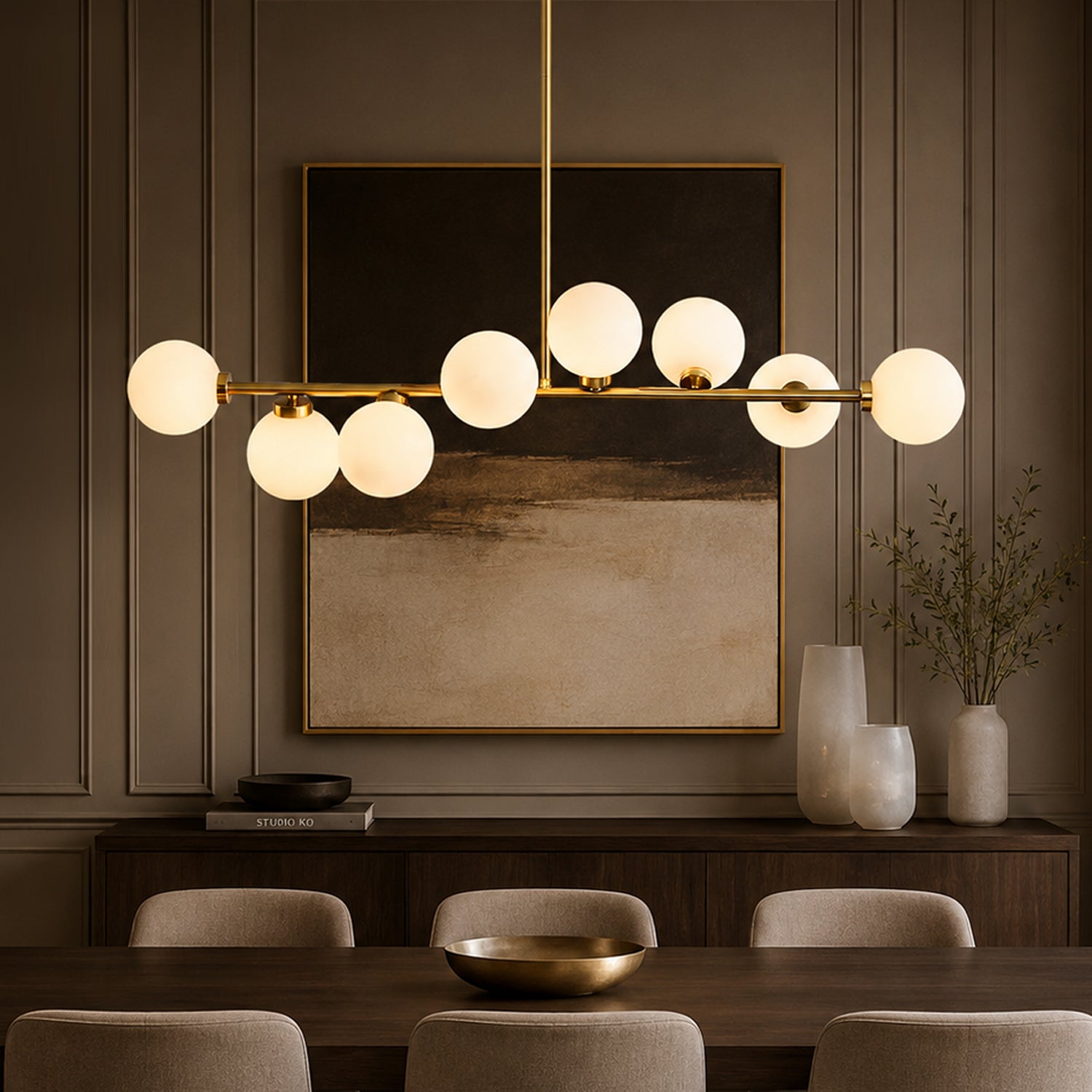 Luna Globe Glass Linear Chandelier sofary lighting