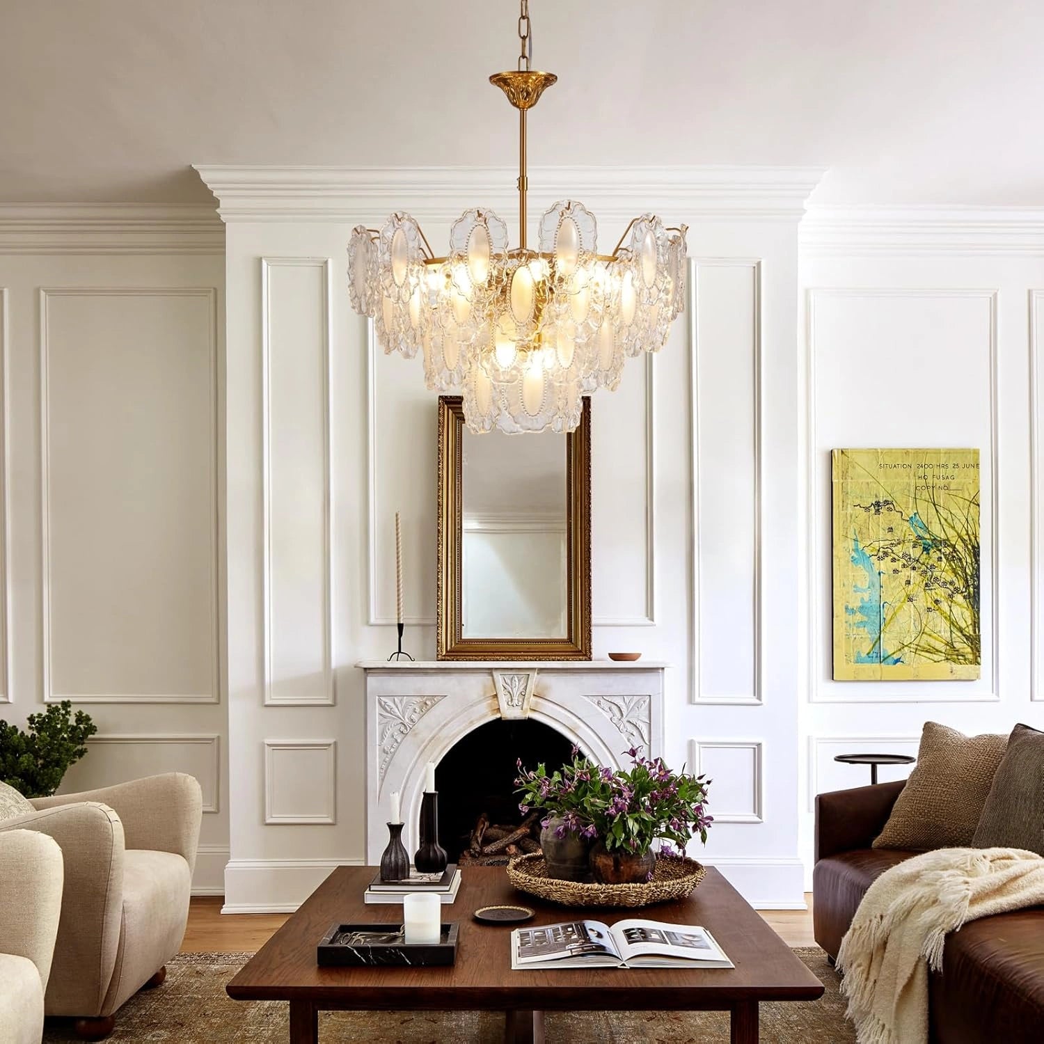 Luxury Gold Crystal Leaf Chandelier - Sofary Lighting