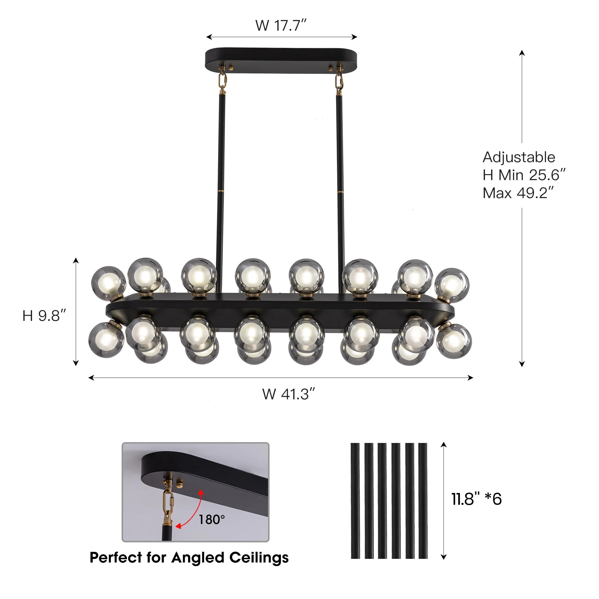 Mid-Century Modern Black Sputnik Chandlier - Sofary Lighting