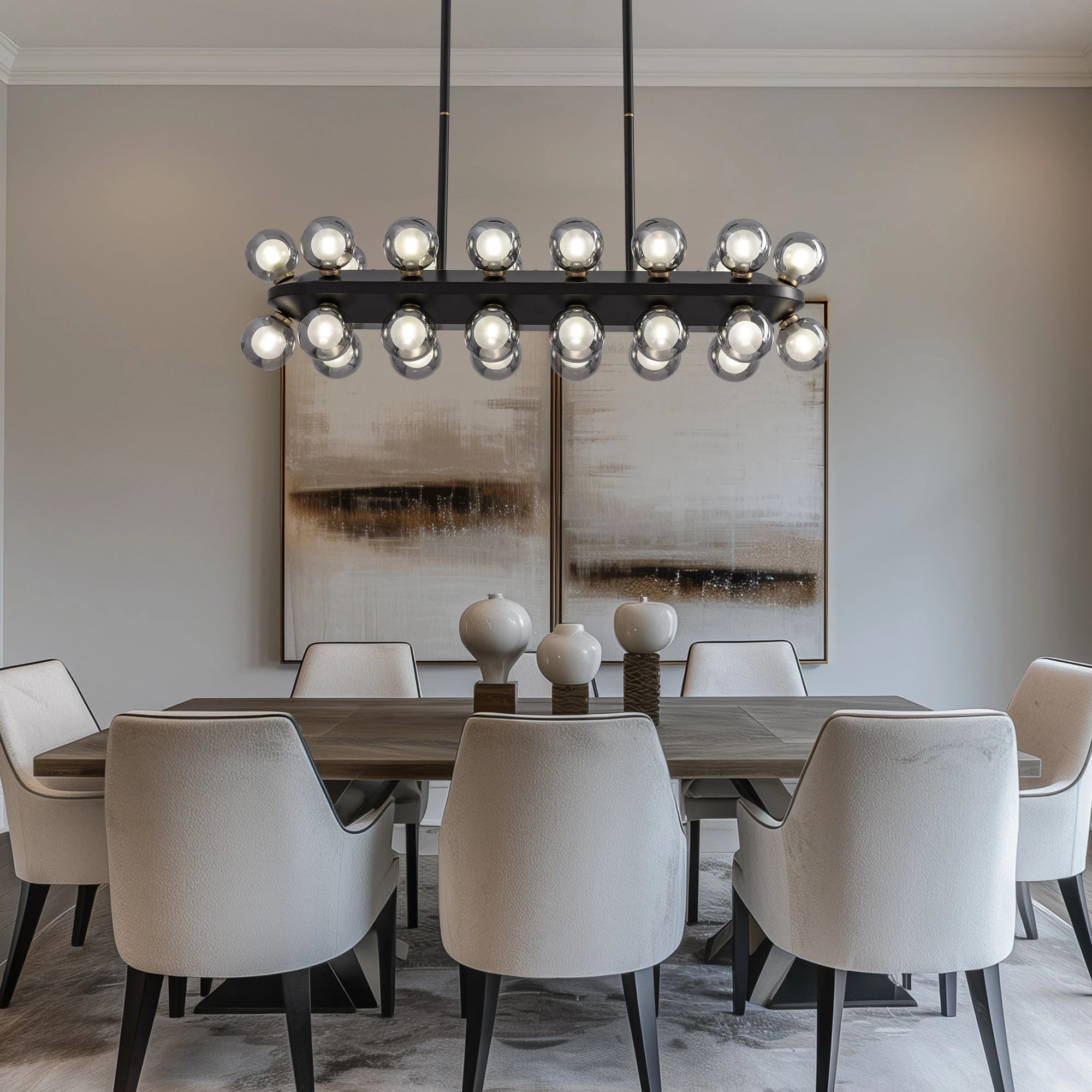 Mid-Century Modern Black Sputnik Chandlier - Sofary Lighting