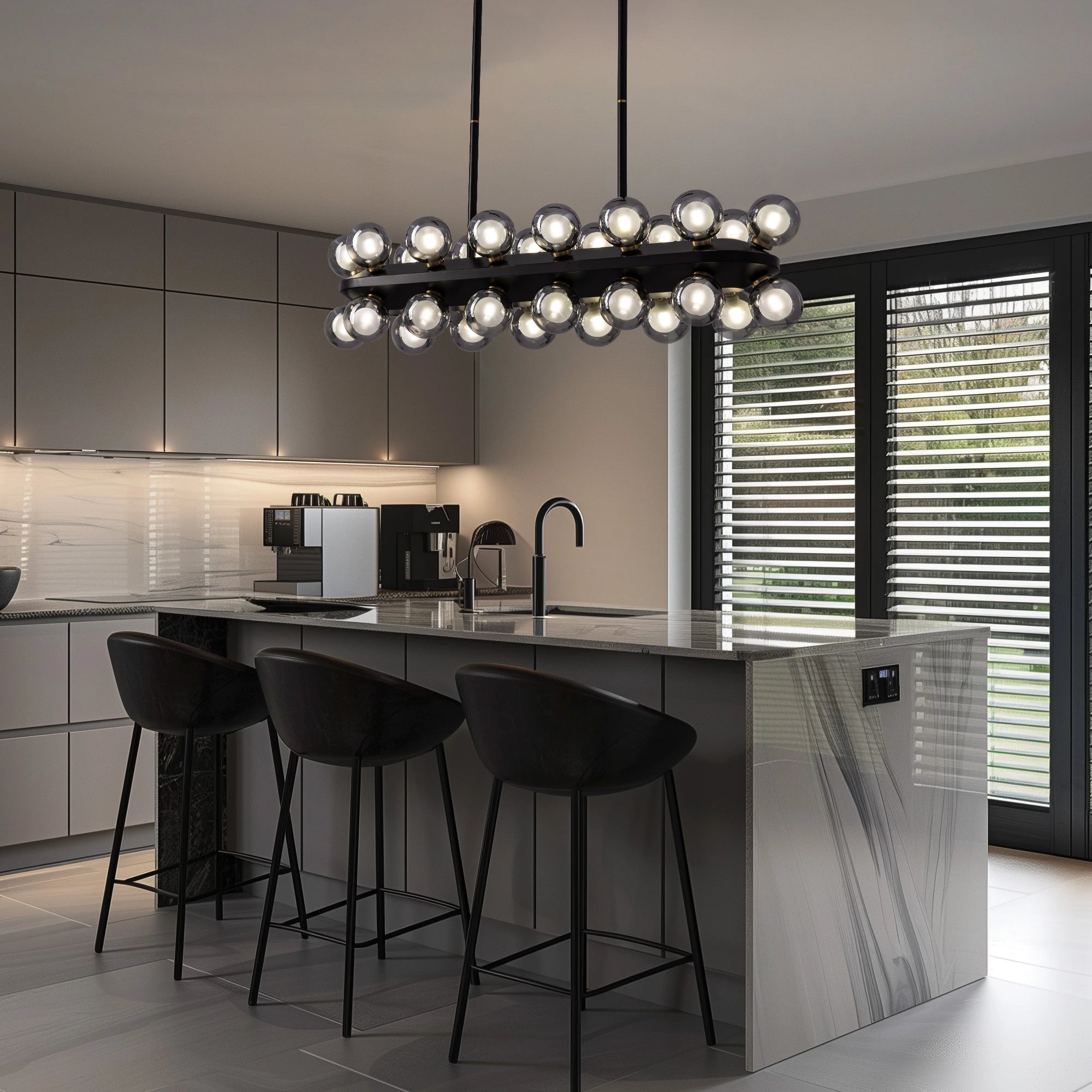 Mid-Century Modern Black Sputnik Chandlier - Sofary Lighting