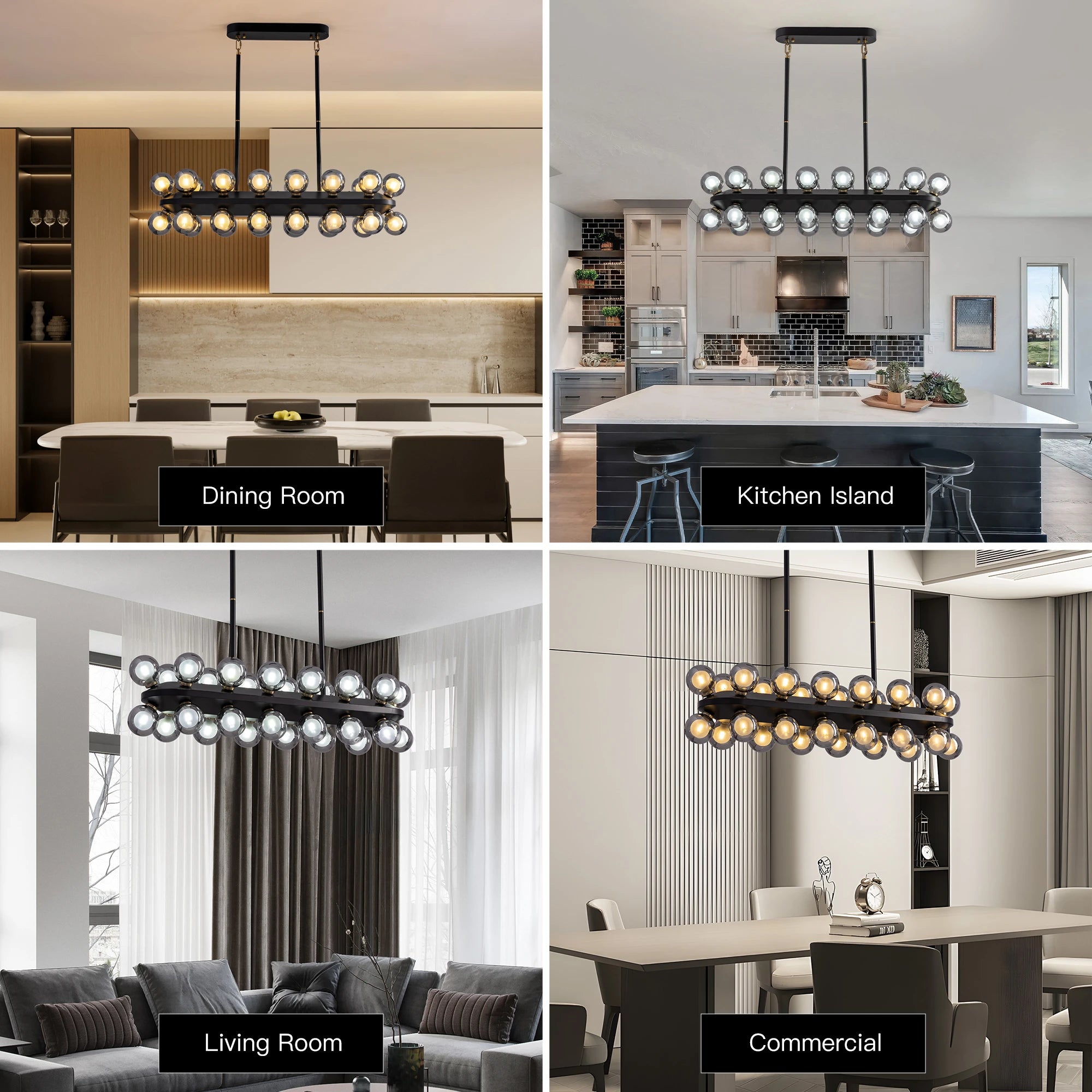 Mid-Century Modern Black Sputnik Chandlier - Sofary Lighting