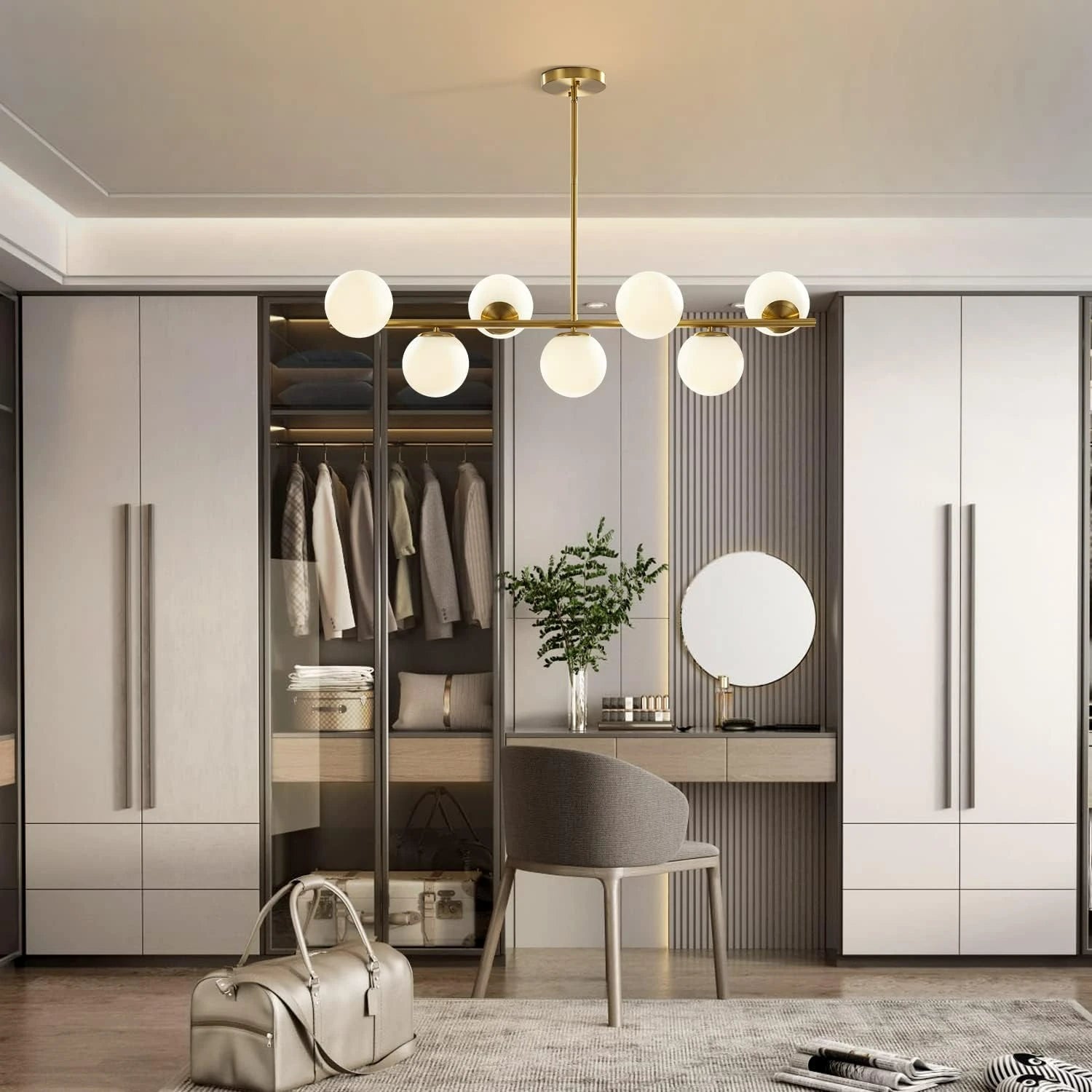 Glass Globe Gold Sputnik Chandelier-Sofary Lighting