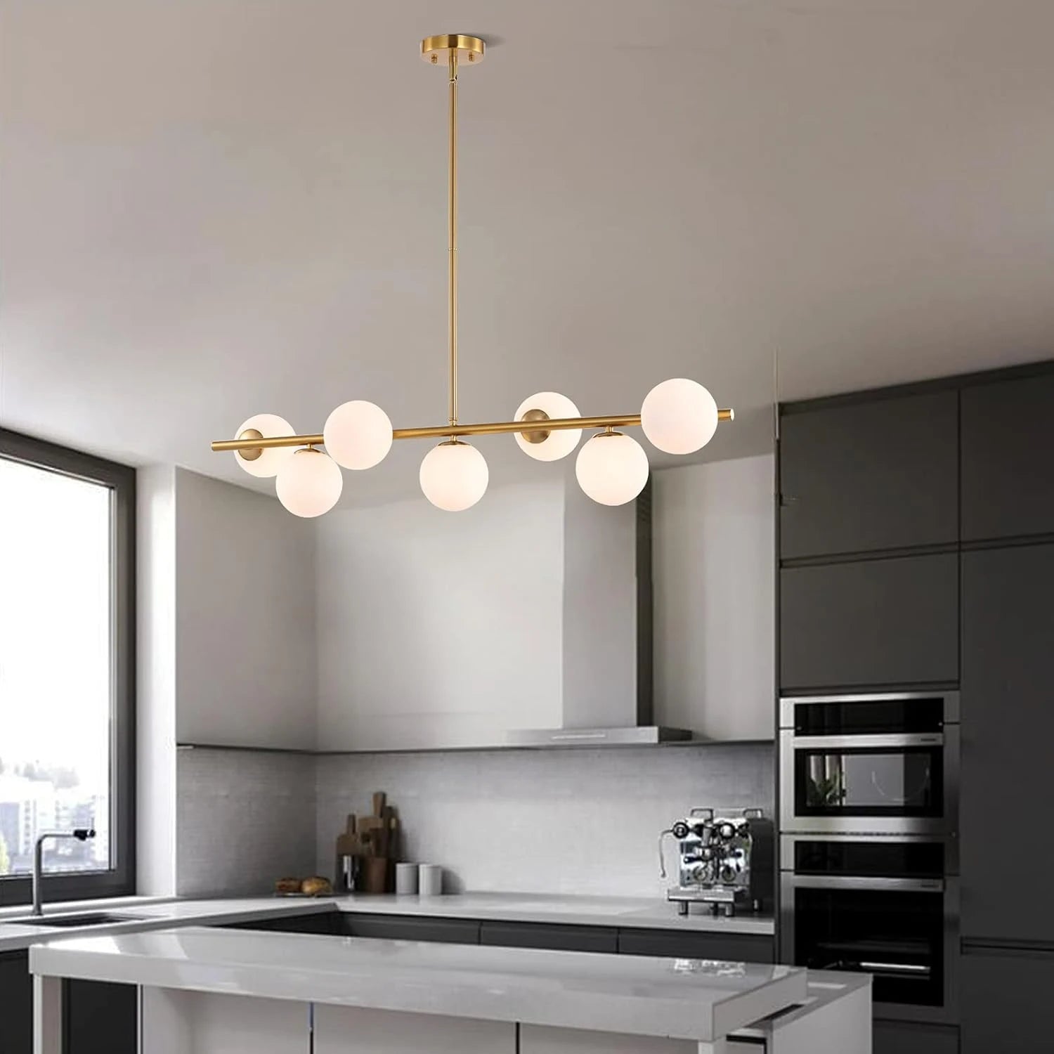 Glass Globe Gold Sputnik Chandelier-Sofary Lighting