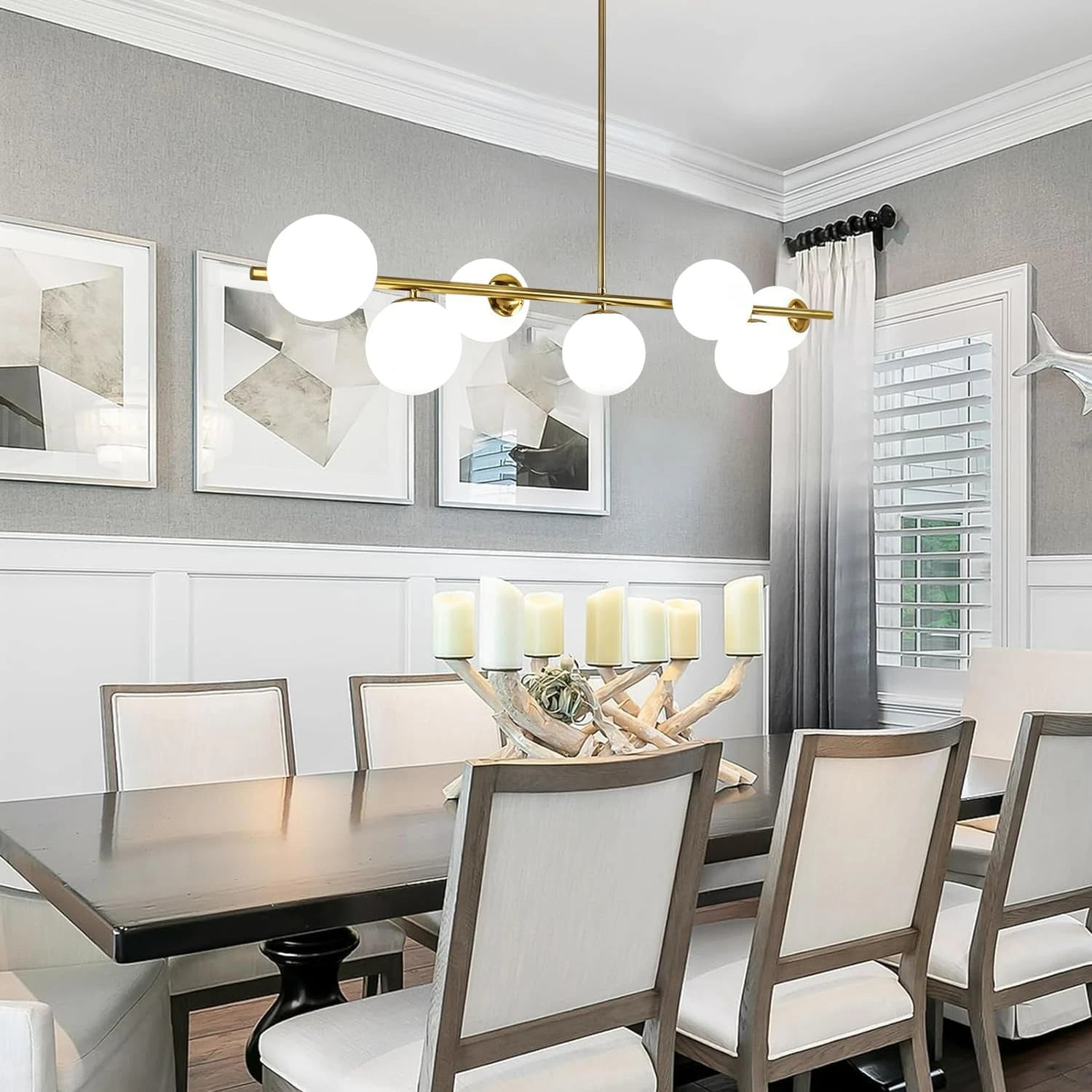 Glass Globe Gold Sputnik Chandelier-Sofary Lighting