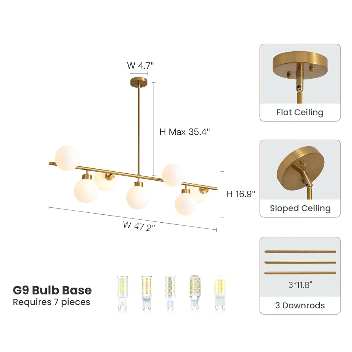 Glass Globe Gold Sputnik Chandelier-Sofary Lighting