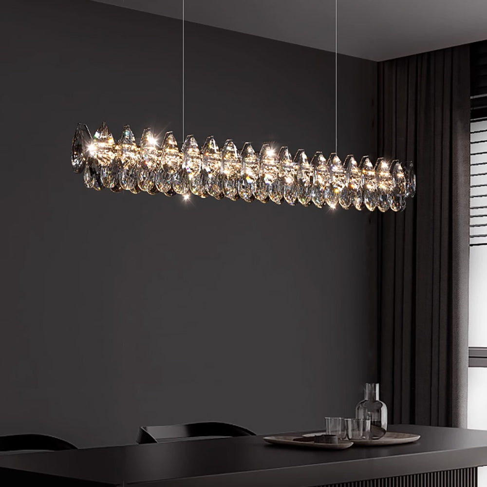 Modern Raindrops Crystal Rectangle Chandelier - Dining Room