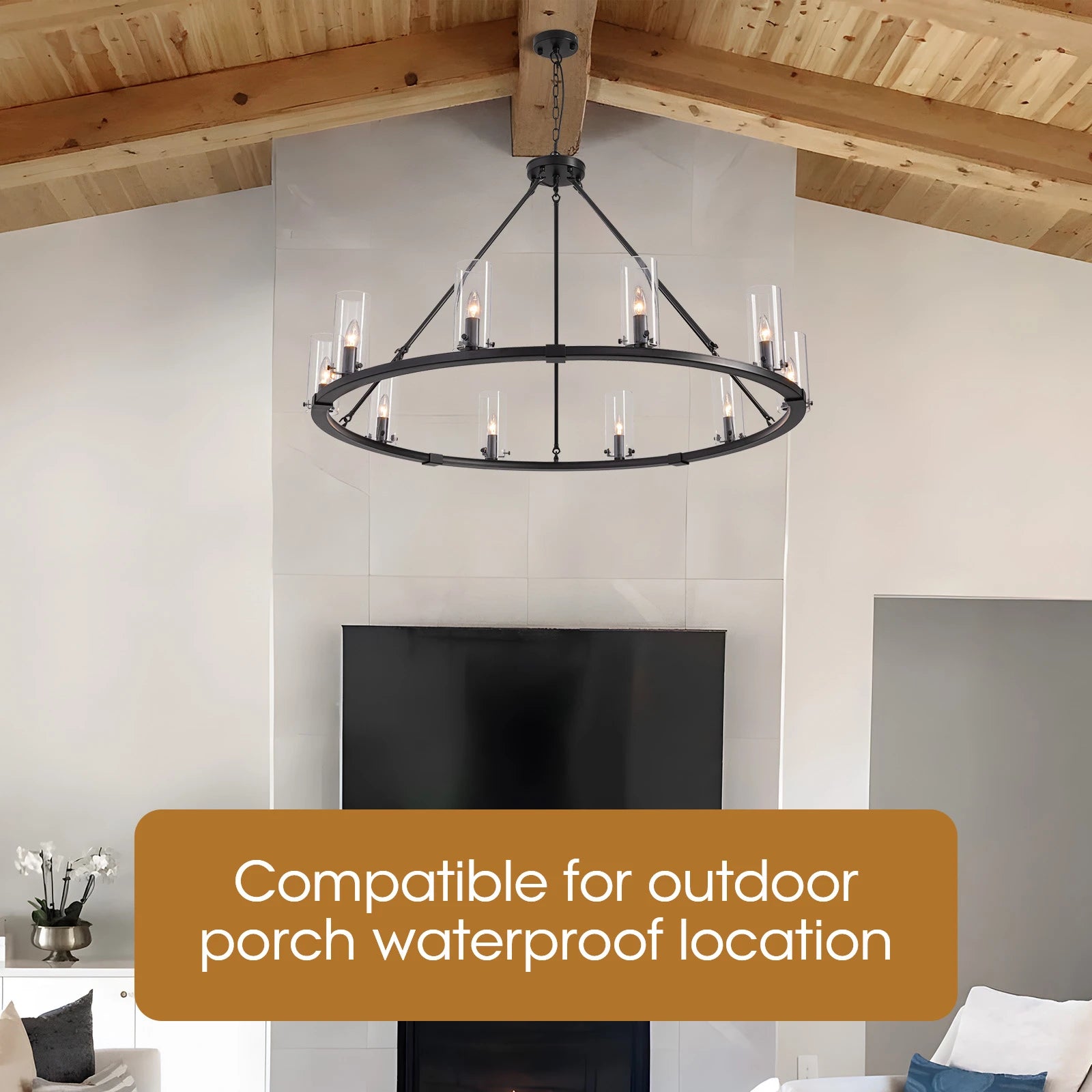 Modern Black Round Farmhouse Chandelier-Sofary Lighting