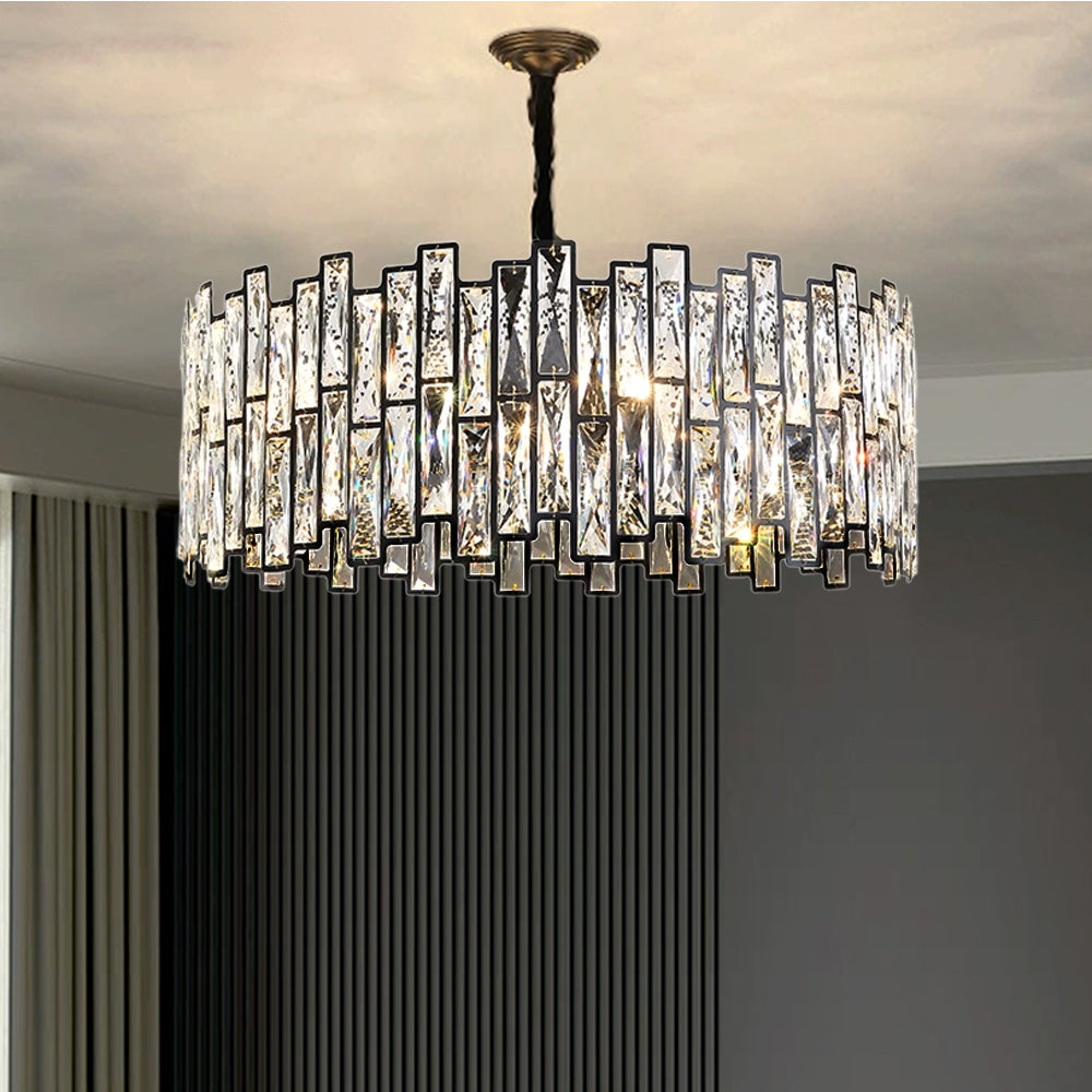 Modern Crystal Prism Drum Pendant Light - Sofary Lighting