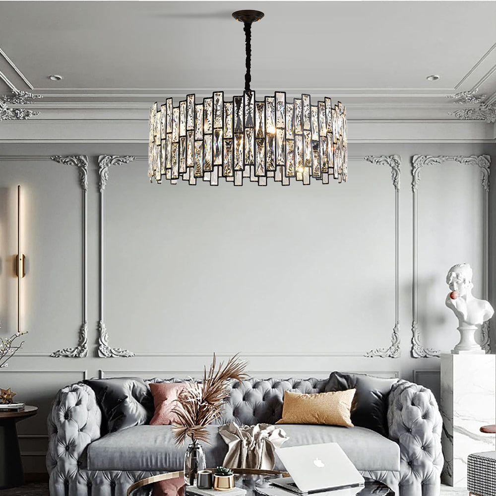 Modern Crystal Prism Drum Pendant Light - Sofary Lighting