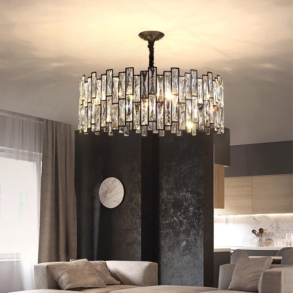 Modern Crystal Prism Drum Pendant Light - Sofary Lighting