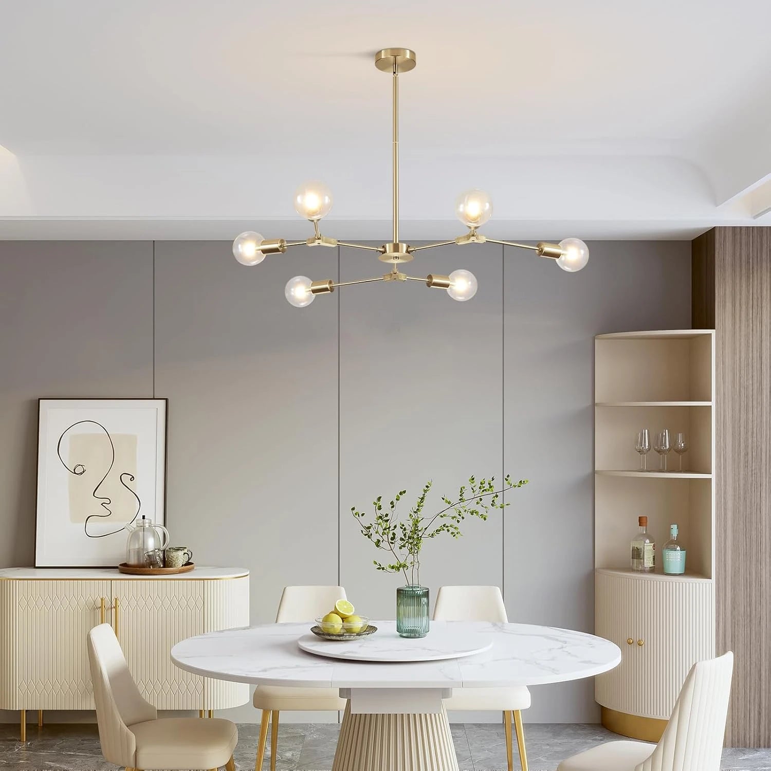 Modern Elegant Brushed Brass Globe Chandelier-—Sofary Lighting