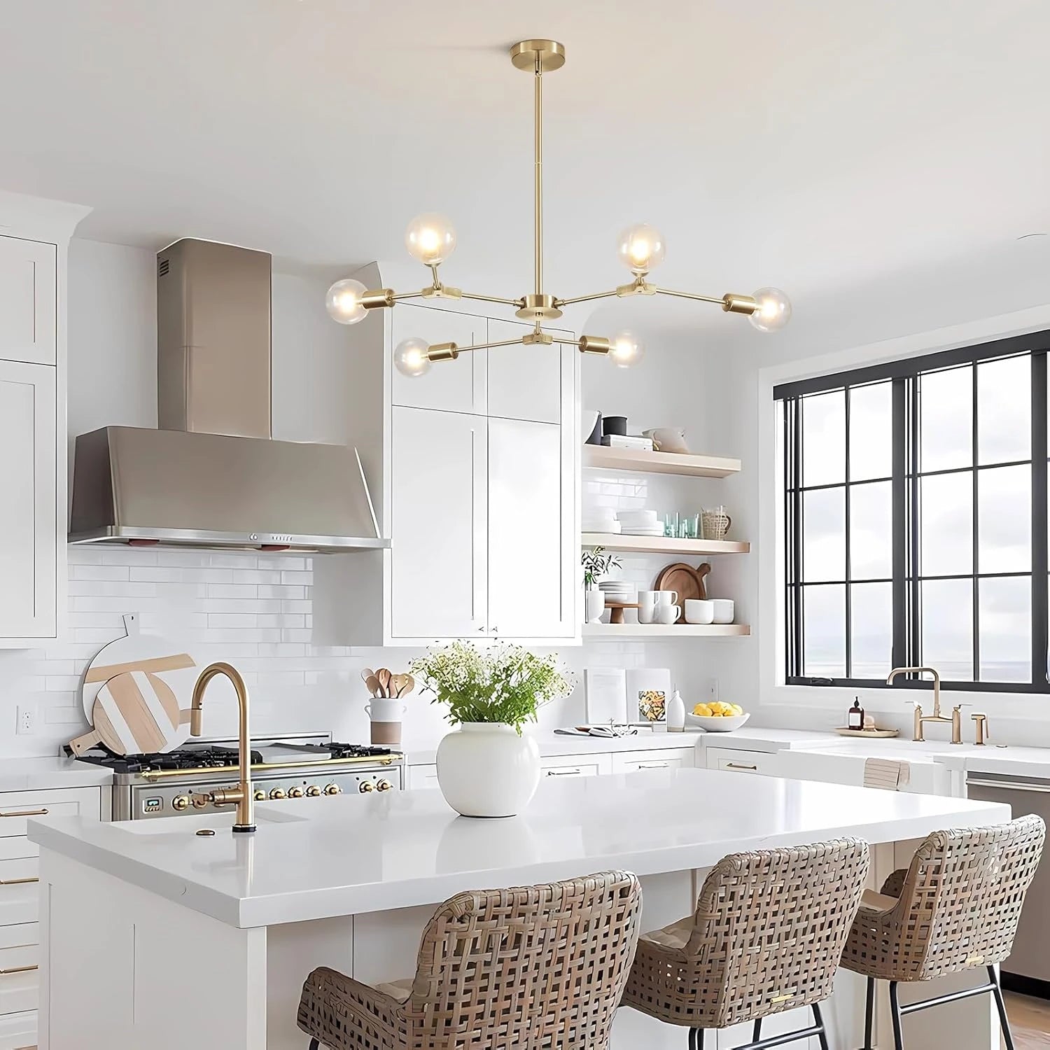 Modern Elegant Brushed Brass Globe Chandelier-—Sofary Lighting