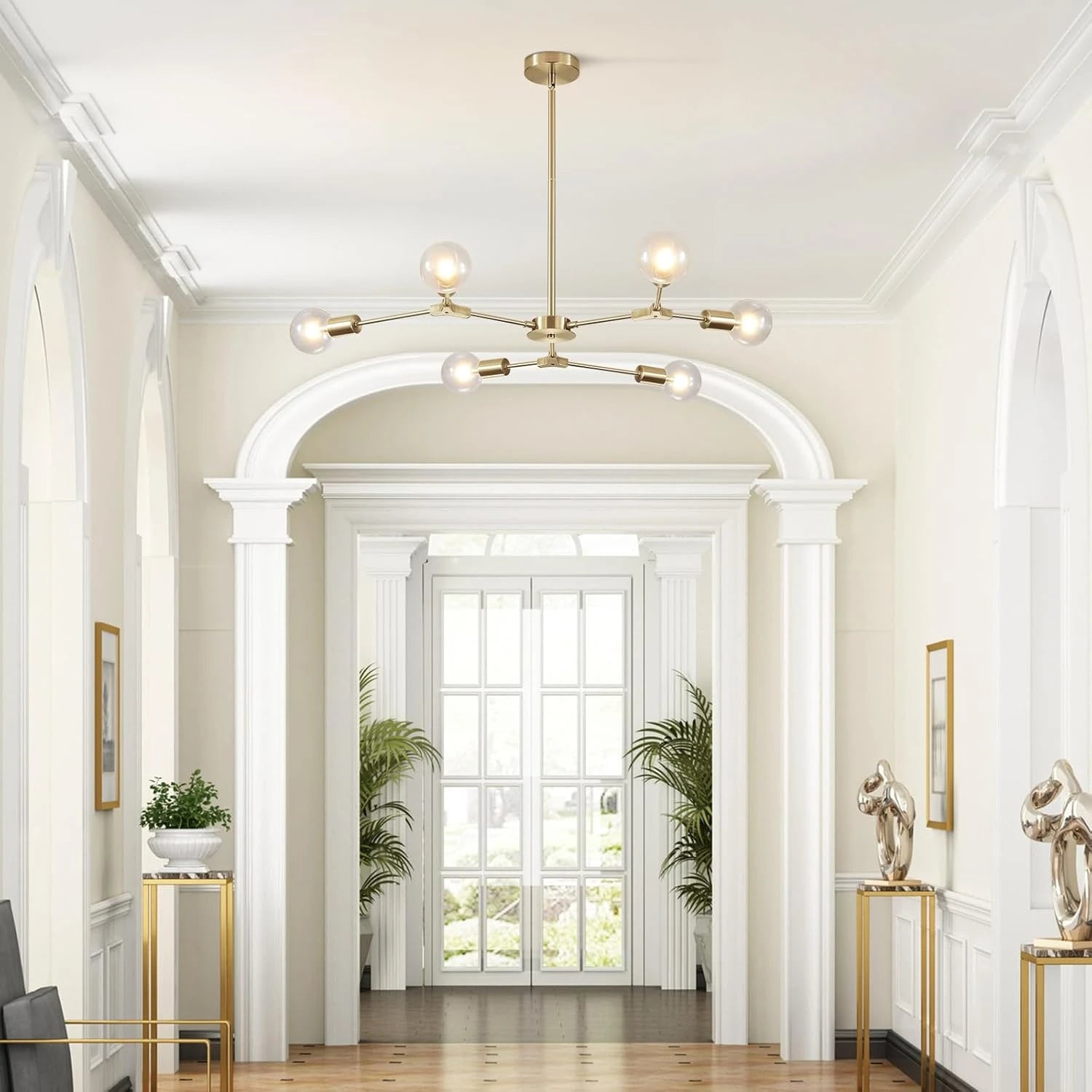 Modern Elegant Brushed Brass Globe Chandelier-—Sofary Lighting