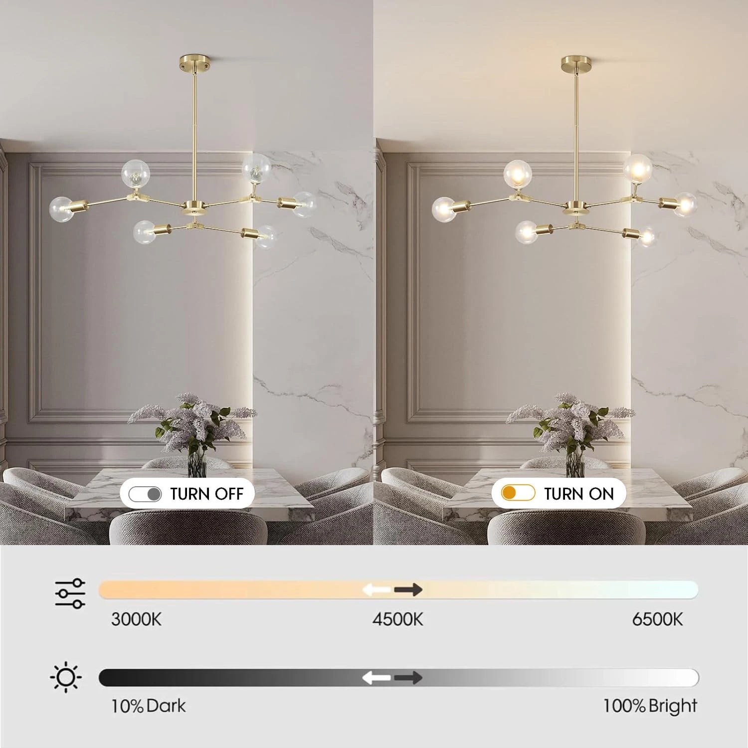 Modern Elegant Brushed Brass Globe Chandelier-—Sofary Lighting