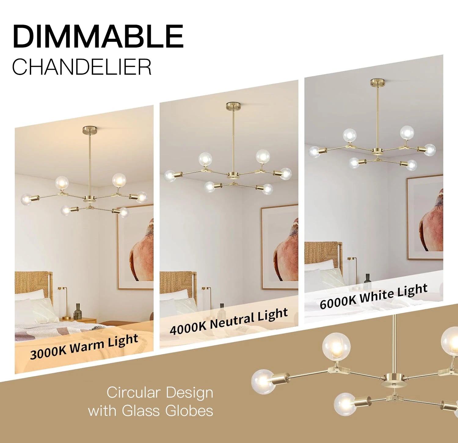 Modern Elegant Brushed Brass Globe Chandelier-—Sofary Lighting