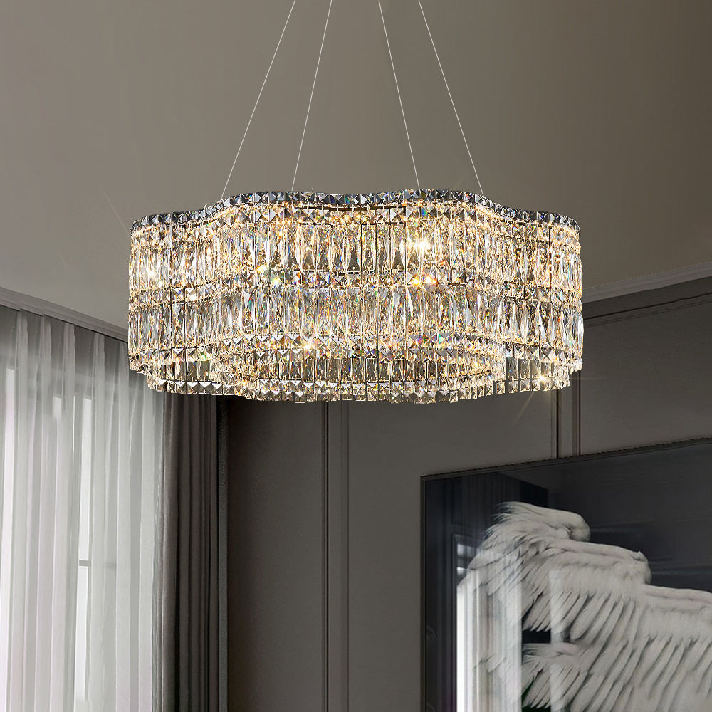 Modern Floral K9 Crystal Chandelier in Chrome - Sofary Lighting