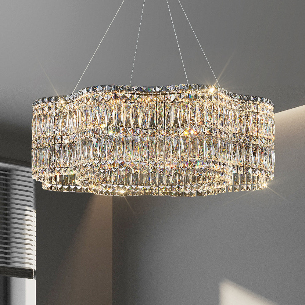 Modern Floral K9 Crystal Chandelier in Chrome - Sofary Lighting