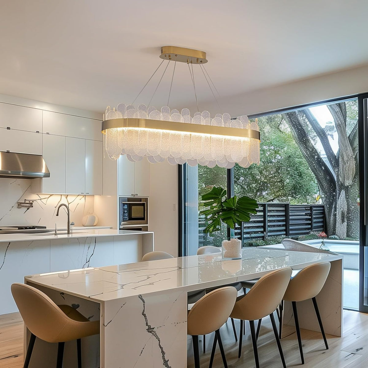 Modern Round Gold Rectangular Crystal Chandelierfor Dining Room ...