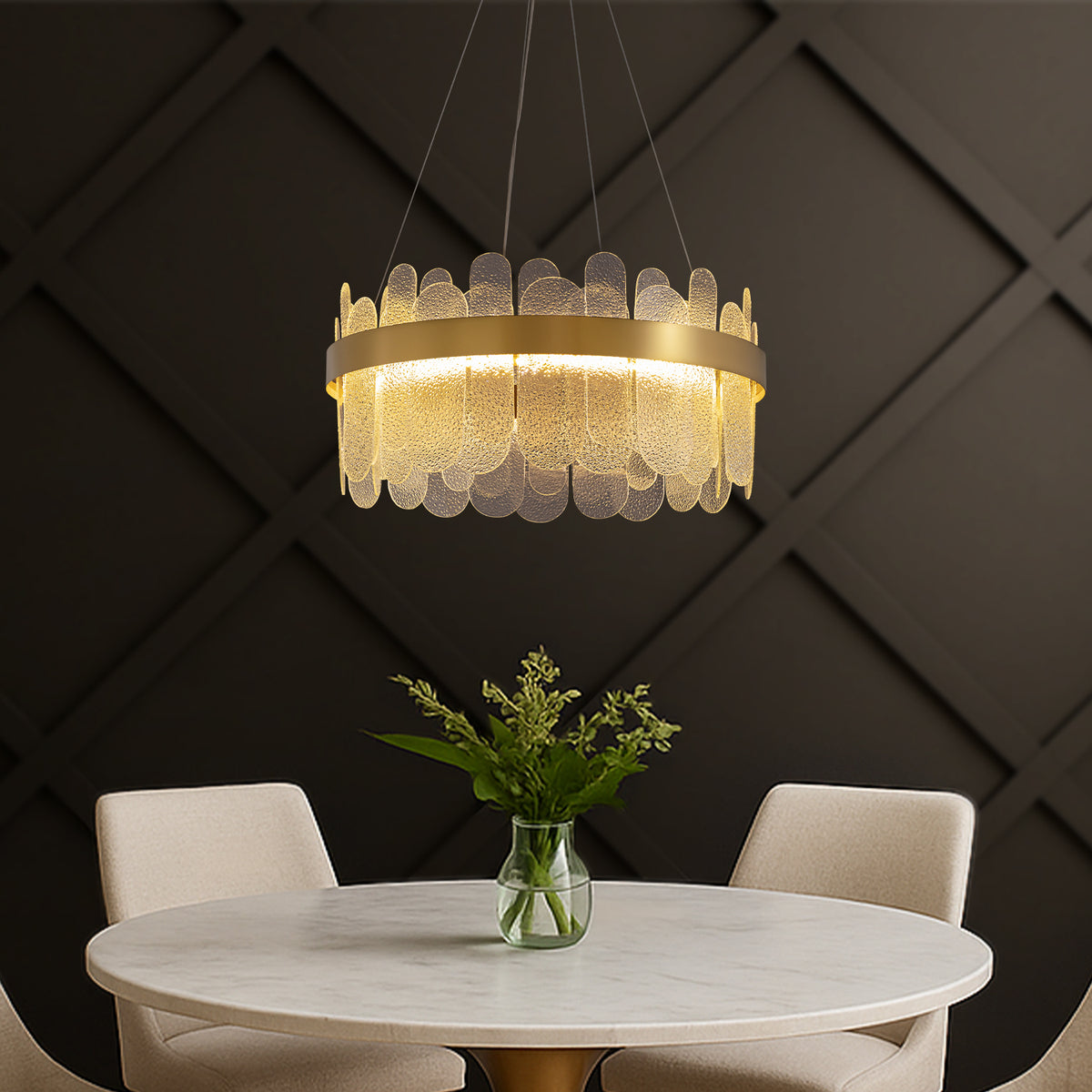 Modern Luxury Duel Tier Round Gold Crystal Chandelier for Dining Room ...