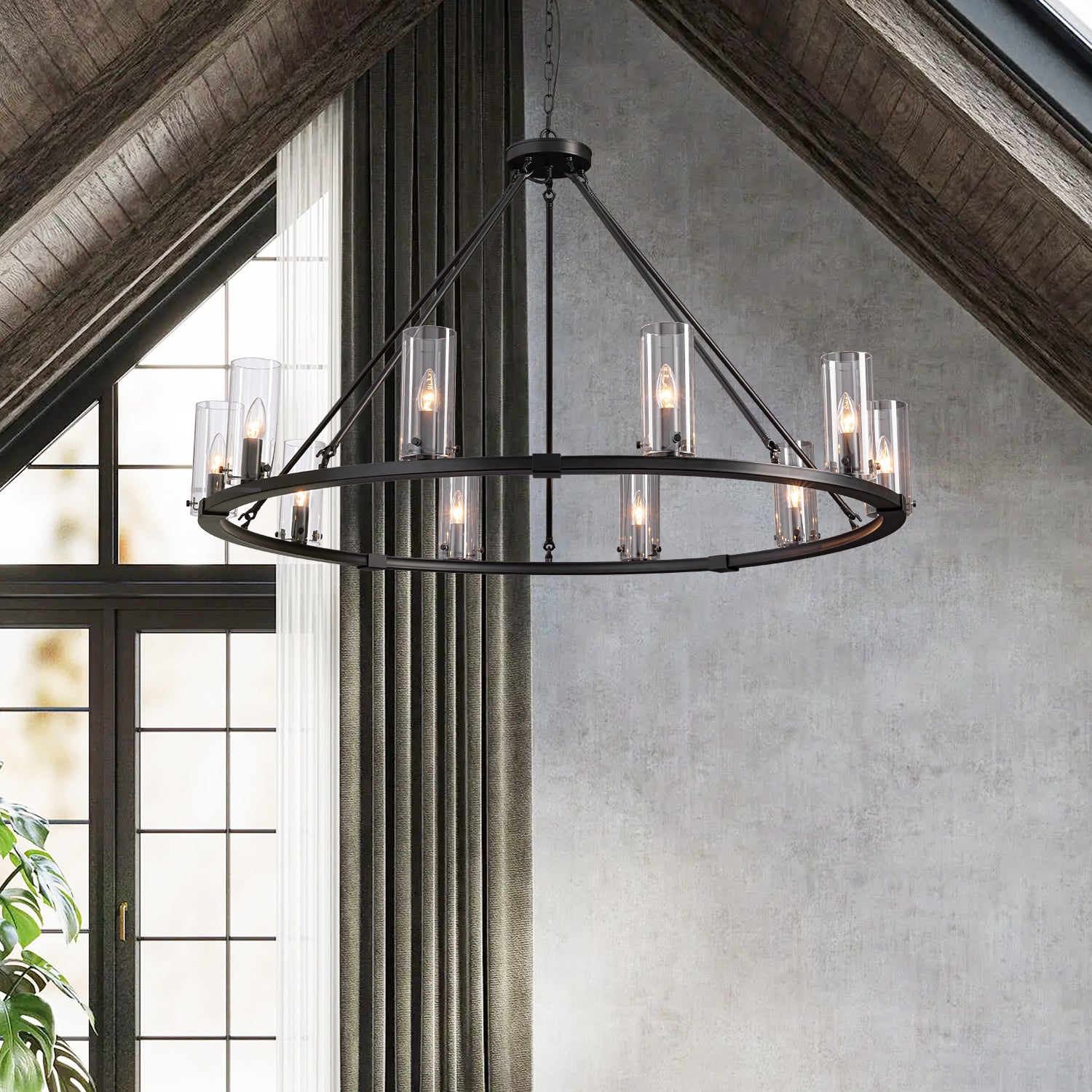 Modern Farmhouse Black Round Chandelier - Sofary Lighting