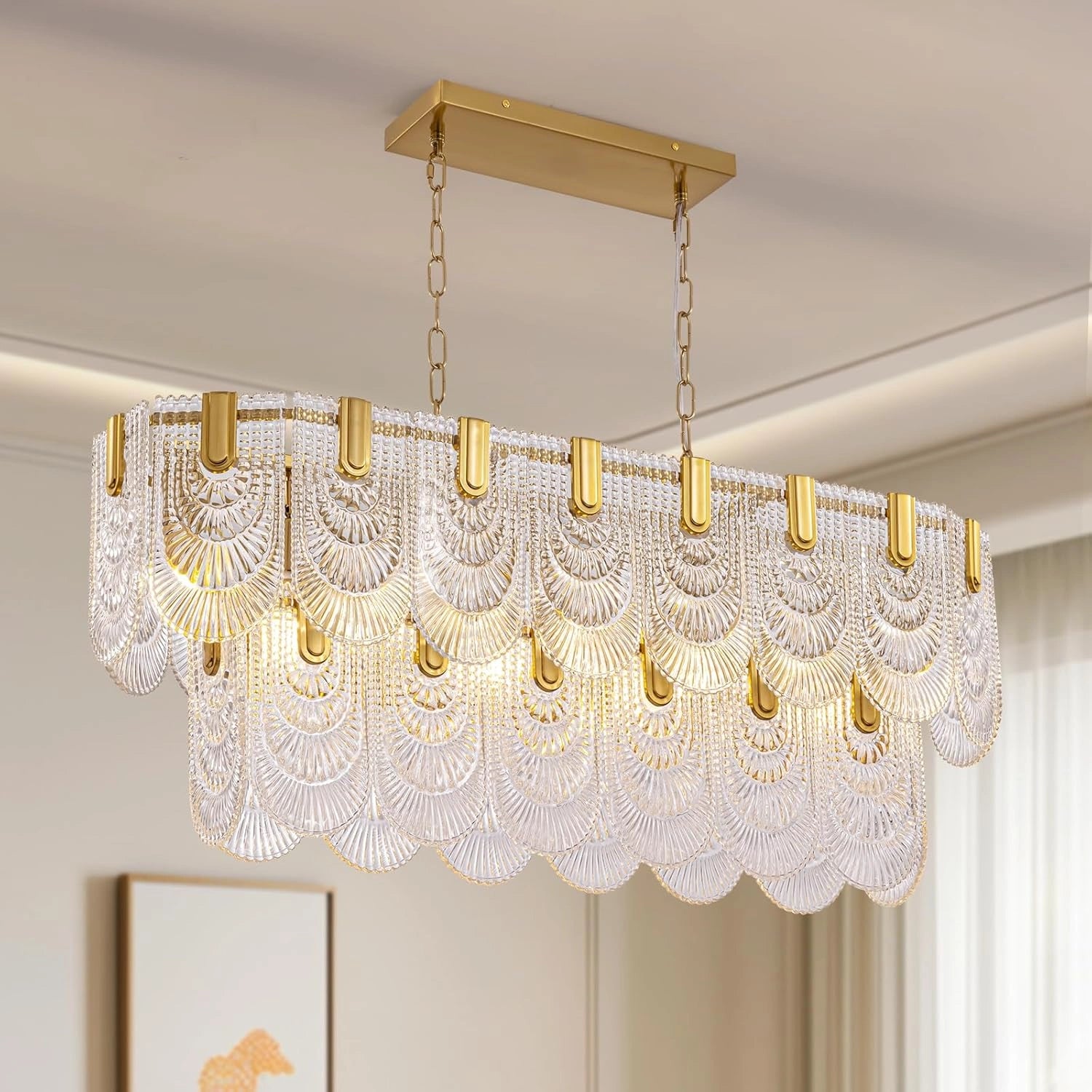 Opulent Rectangular Crystal Chandelier - Sofary Lighting