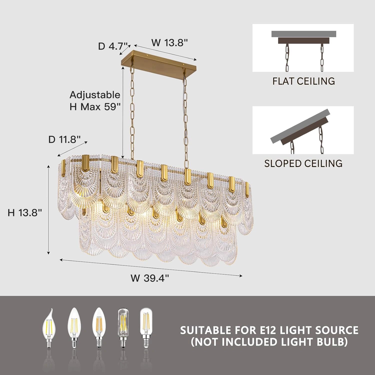 Opulent Rectangular Crystal Chandelier - Sofary Lighting