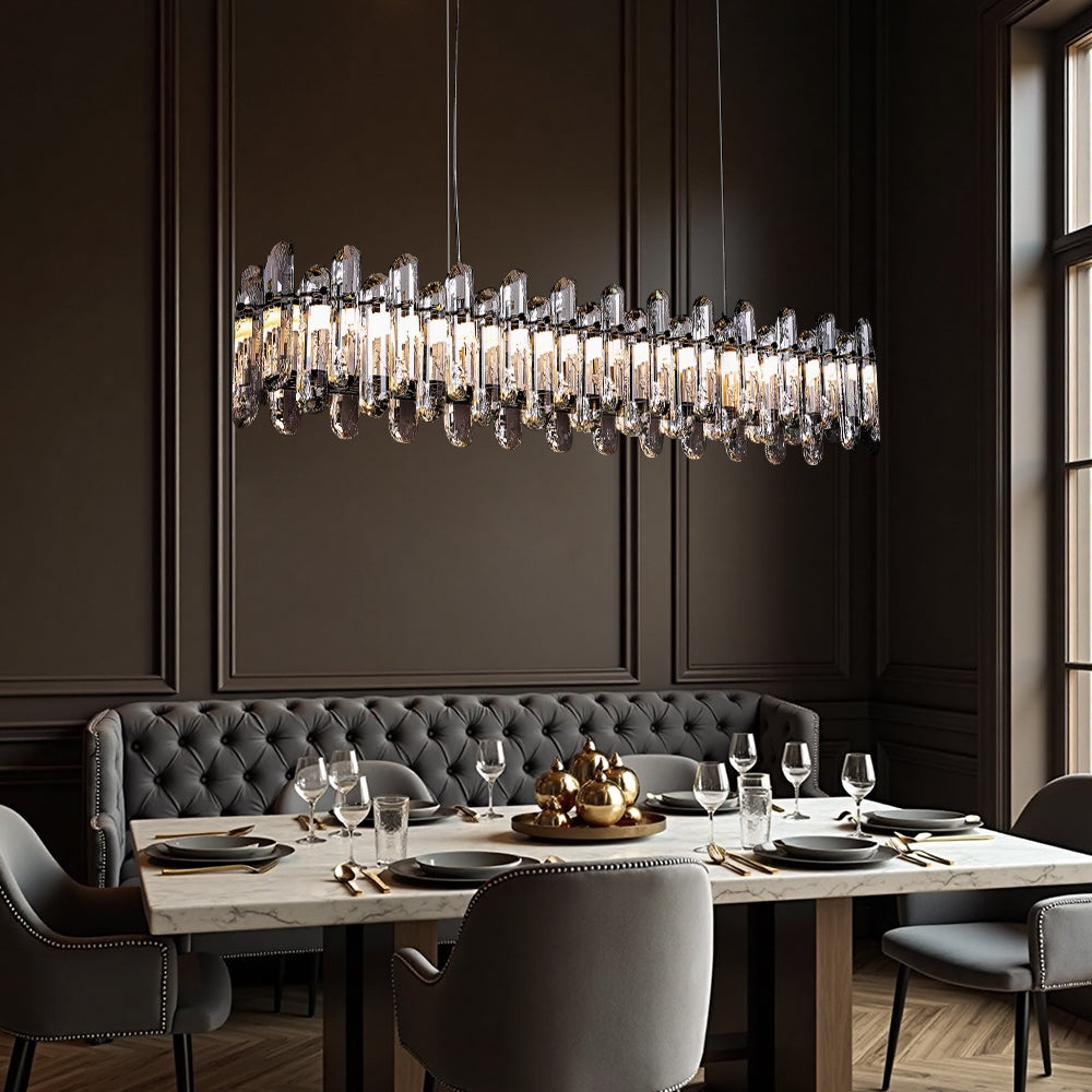 Premium Linear Crystal Chandelier in Chrome - Sofary Lighting