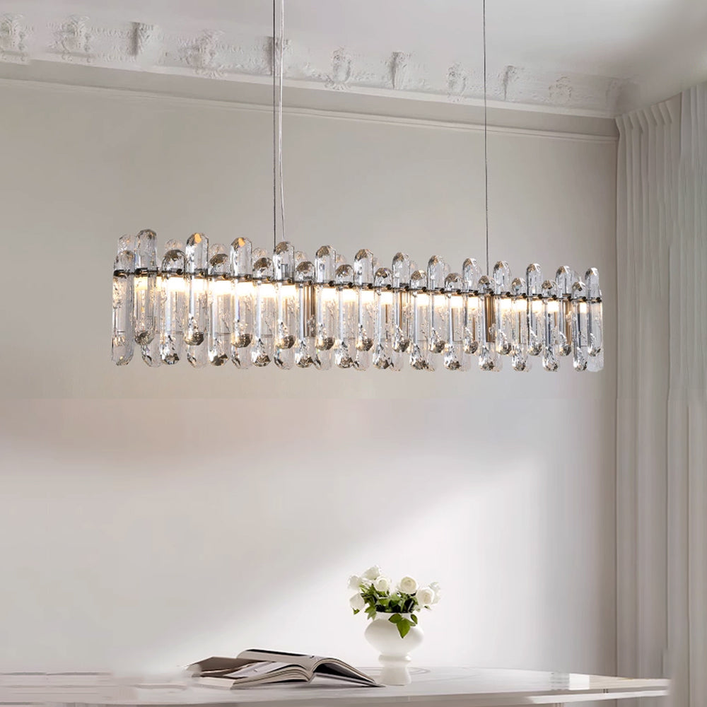 Premium Linear Crystal Chandelier in Chrome - Sofary Lighting