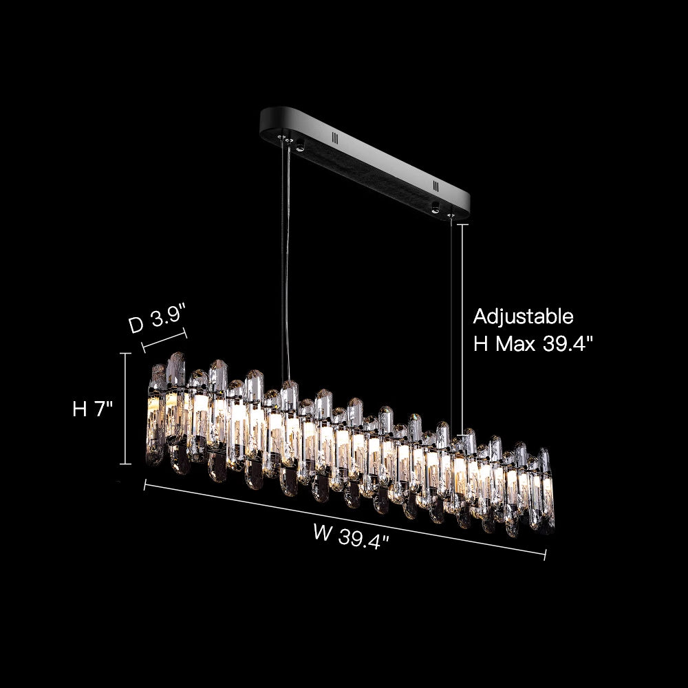 Premium Linear Crystal Chandelier in Chrome - Sofary Lighting