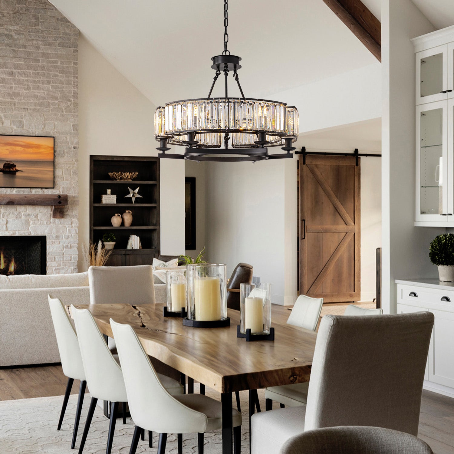 Round-Modern-Rustic-Crystal-Chandelier-dining-room-5