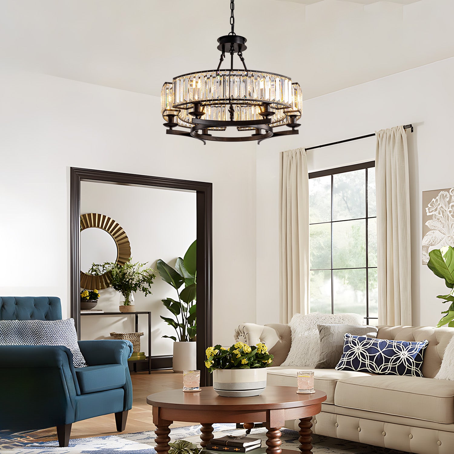 Round-Modern-Rustic-Crystal-Chandelier-living-room-4