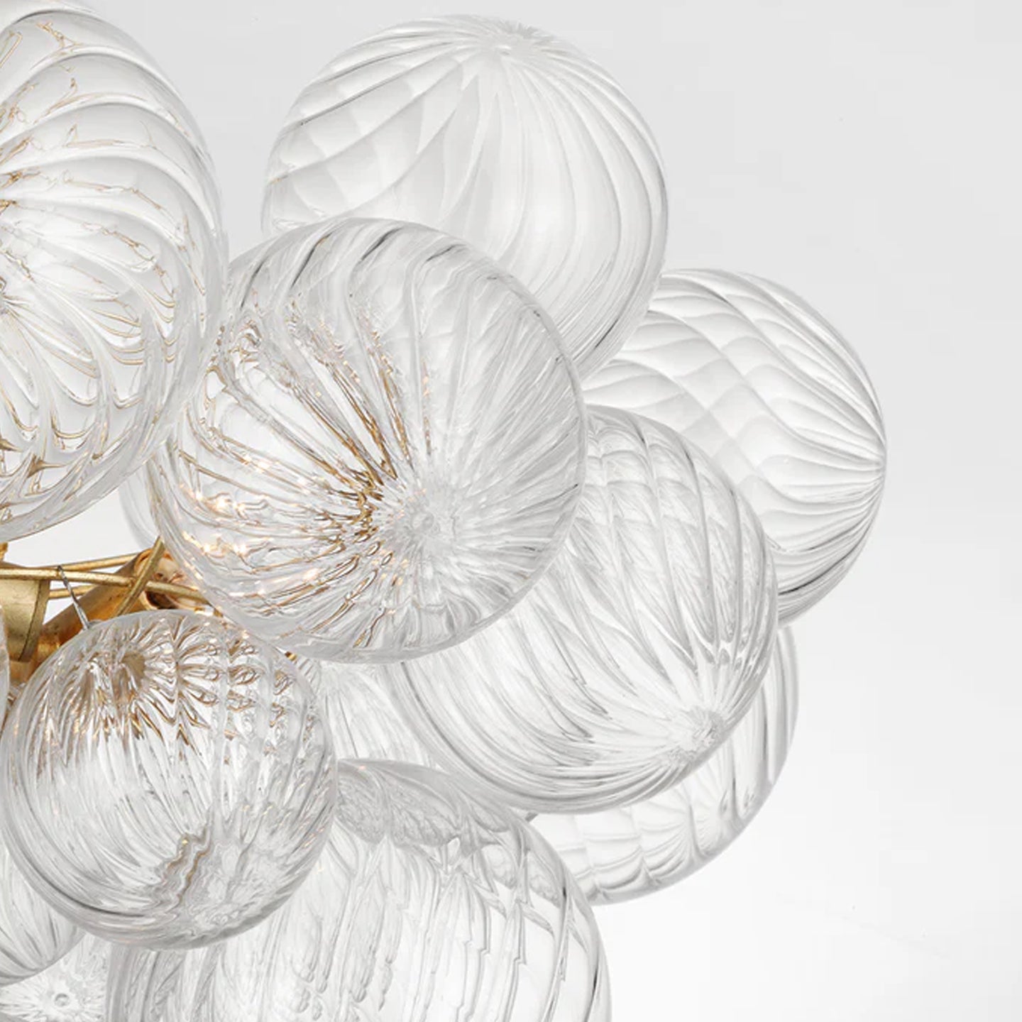 Round Swirled Clear Blown Glass Ribbed Globe - Sofary Lighting