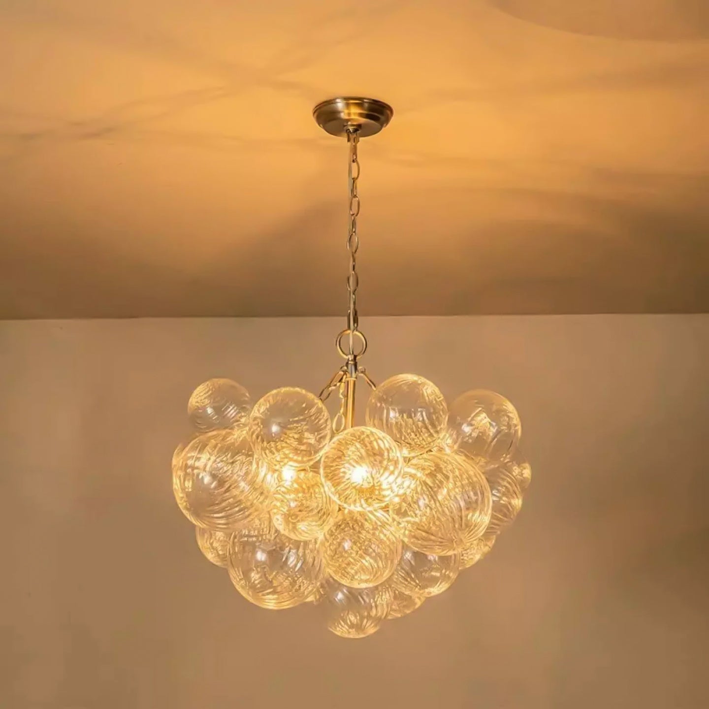 Round Swirled Clear Blown Glass Ribbed Globe - Sofary Lighting