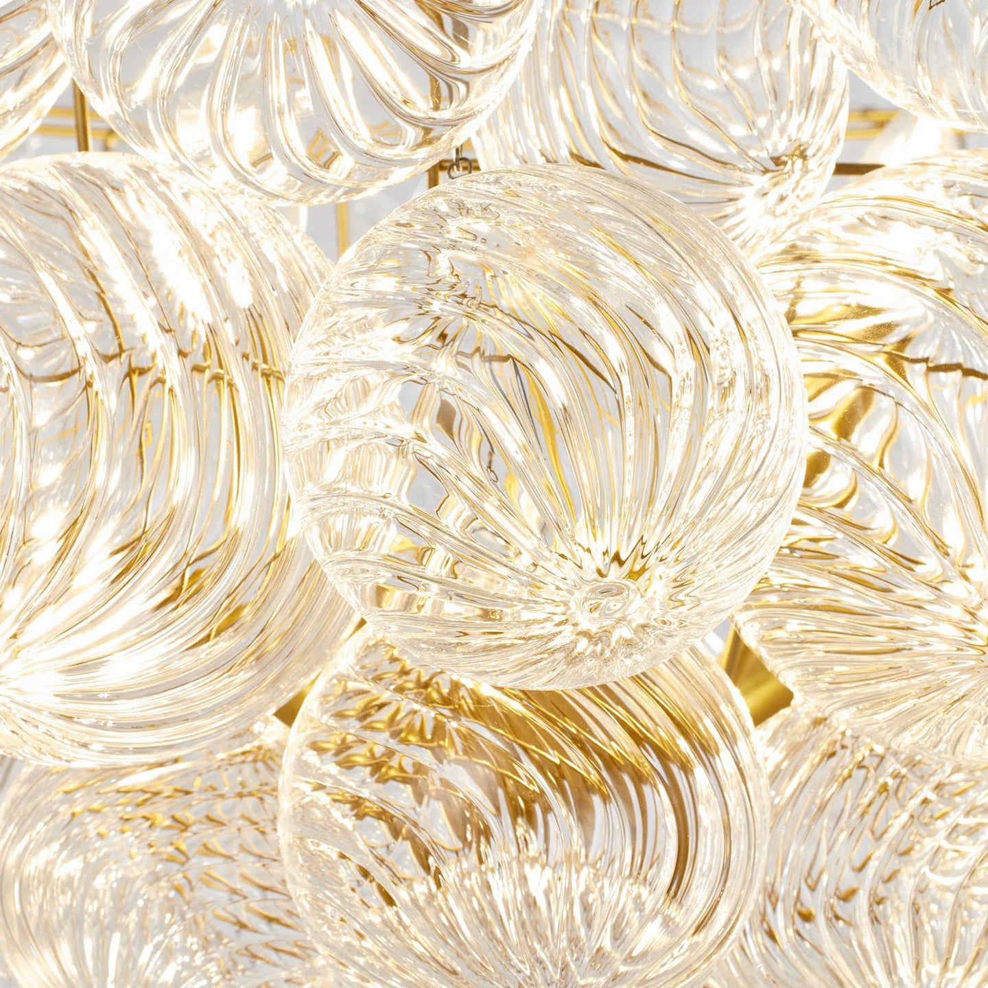 Round Swirled Clear Blown Glass Ribbed Globe - Sofary Lighting