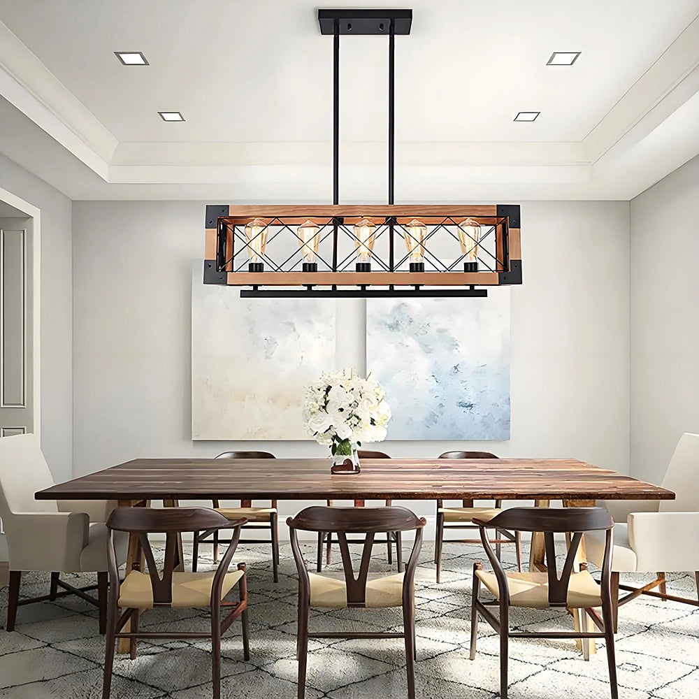 Rustic Beam 5-Light Farmhouse Chandelier - Sofary Lighting