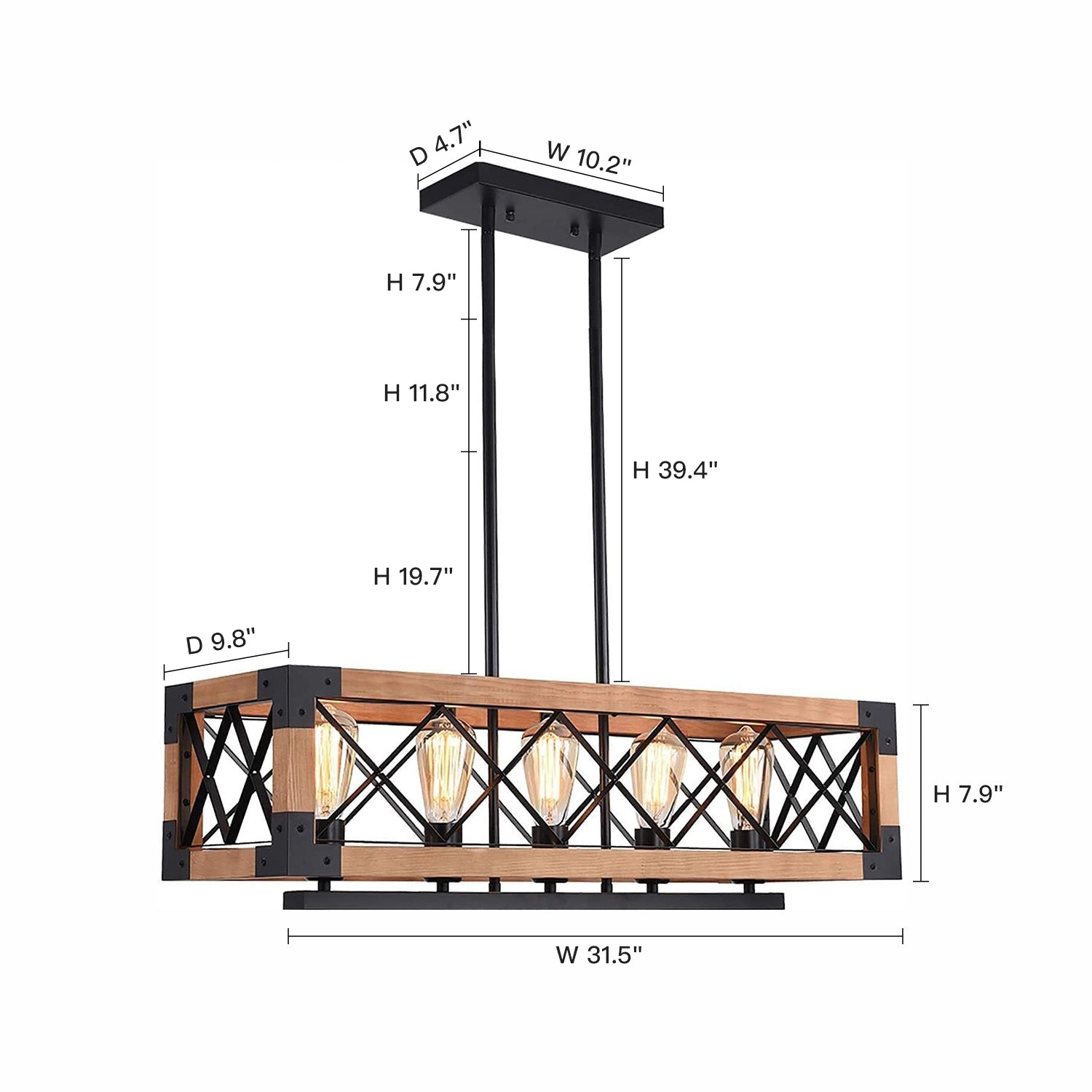 Rustic Beam 5-Light Farmhouse Chandelier - Sofary Lighting