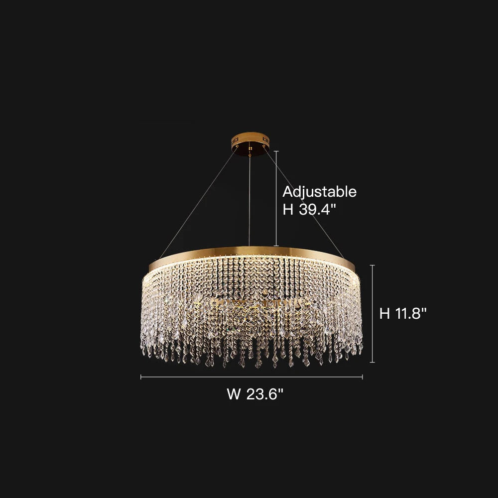 Luxurious K9 Crystal Gold Ring Chandelier LED Dimmable Ceiling Lighting Dimension Chart- Sofary Light
