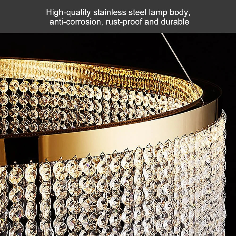 Sofary Luxurious K9 Crystal Gold Ring Chandelier LED Dimmable Ceiling Lighting Details- Sofary Light