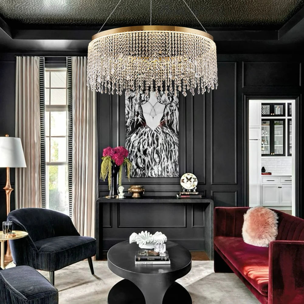 Sofary Luxurious K9 Crystal Gold Ring Chandelier LED Dimmable Ceiling Lighting Main Graph- Sofary Light