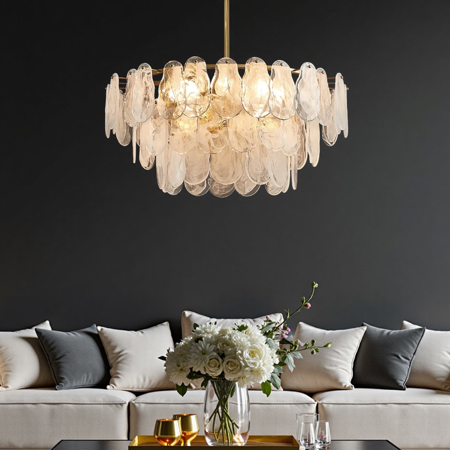 Tiered Cloud Glass Chandelier 8 Lights - Sofary Lighting