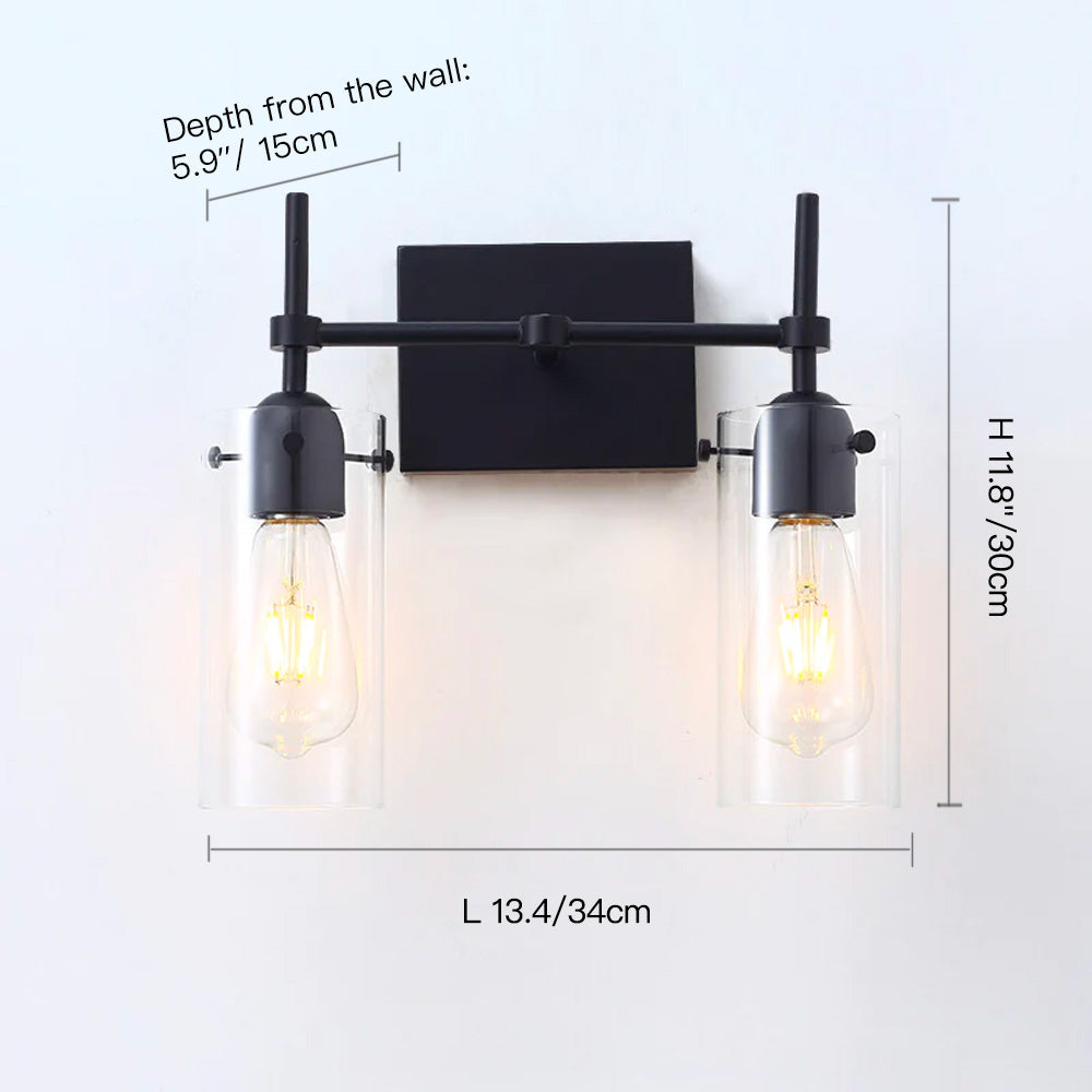 Black Clear Glass Modern Vanity Light----2 lights size | Sofary