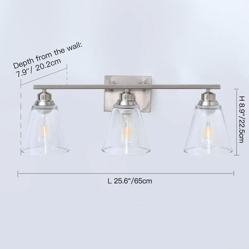 3-Light Clear Glass Vanity Light ---size | Sofary