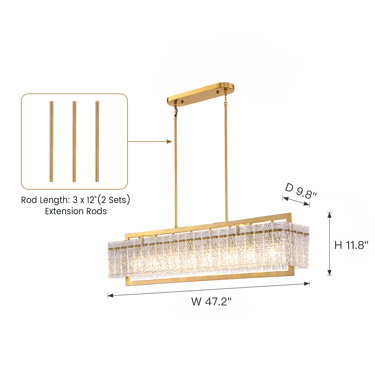 Velluna Crystal Rectangular Chandelier