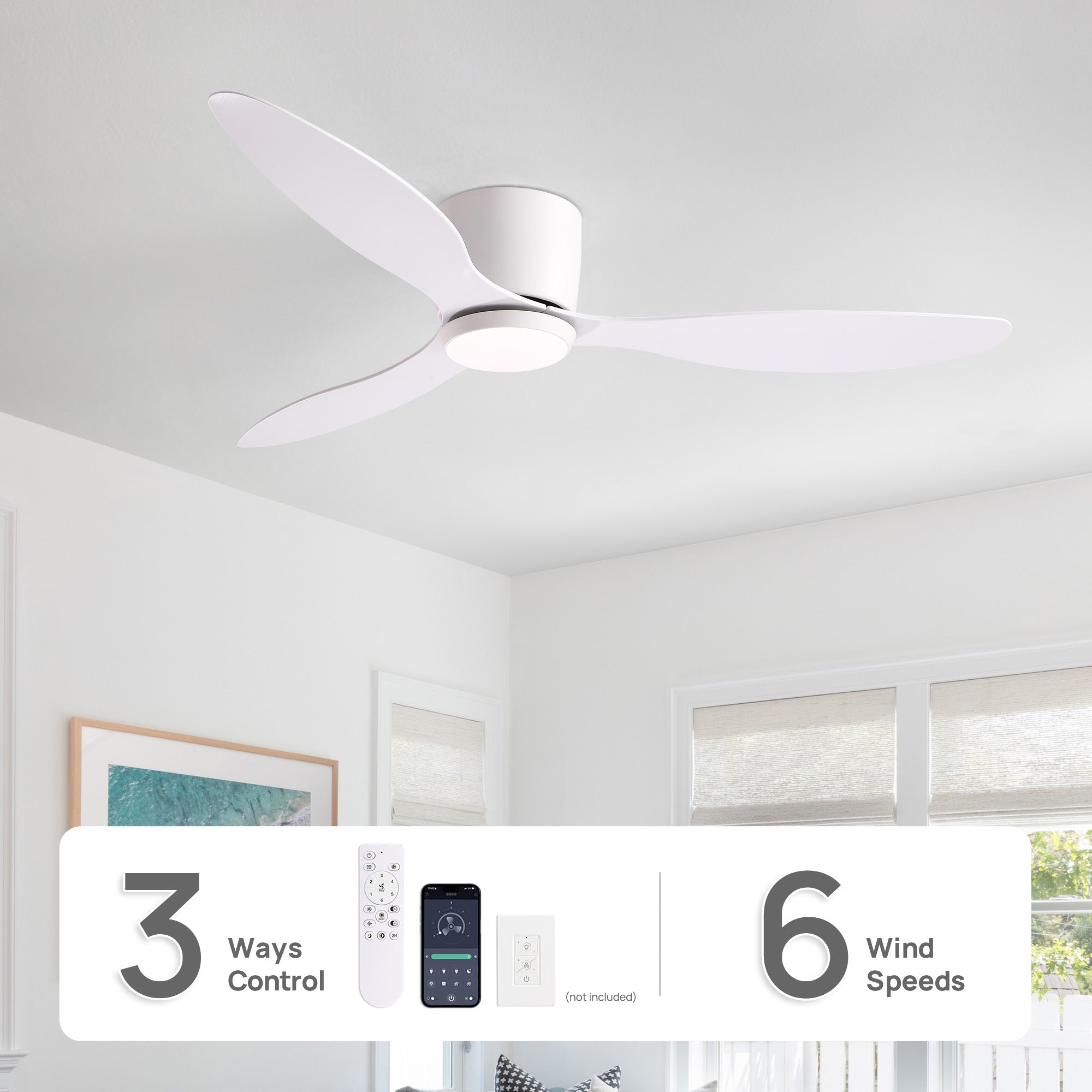 Aeroform 3-way control (remote/wall/app) + 6 wind speeds (low/medium/high/natural), customizable airflow for any room size and season | Sofary Lighting