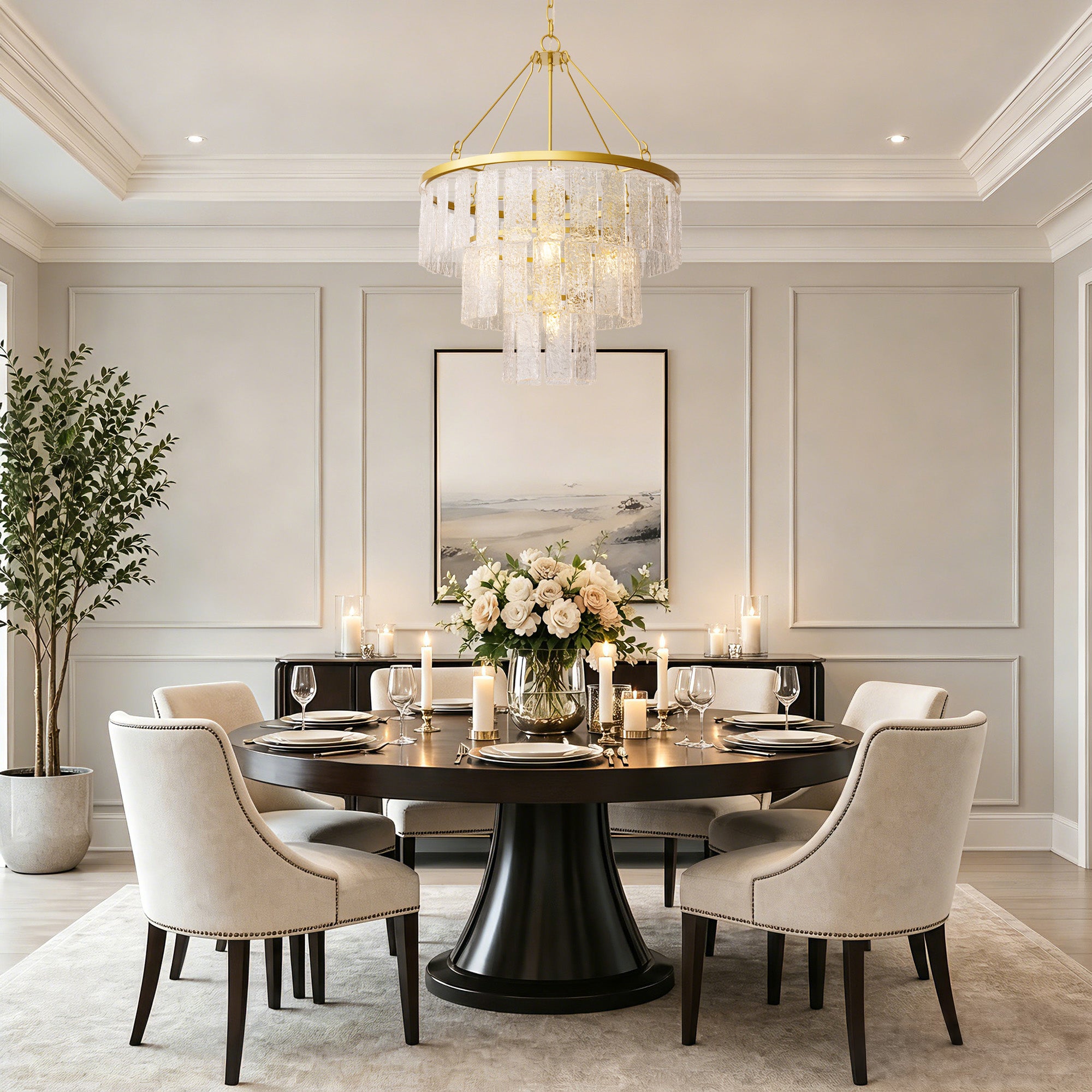 amara-modern-luxury-gold-textured-glass-tiered-drum-chandelier-dining-room